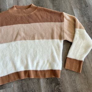 Large Color Block Drop Shoulder Sweater